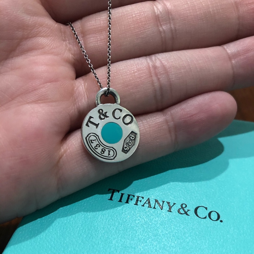 Tiffany & Co. Blue Enamel Round Pendant Necklace